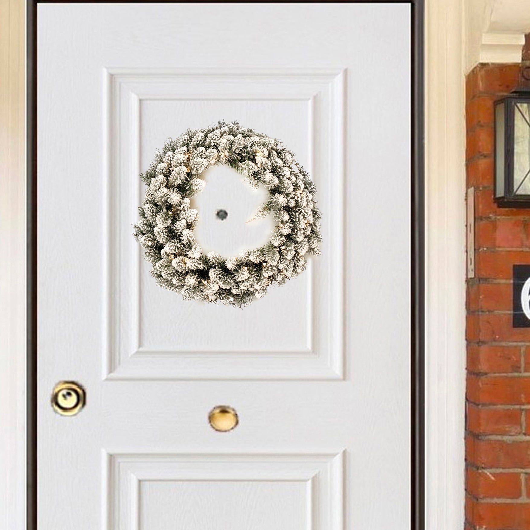 DICTROLUX - Ghirlanda Natalizia Innevata Luminosa 35 Led Bianco Caldo diametro 60 cm